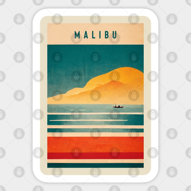 Malibu Retro Sticker by Retro Travel Design